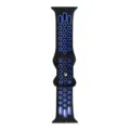 Cinturino per orologio sportivo in silicone con fori traspiranti, design bicolore. - Blu nero