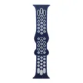 Cinturino per orologio sportivo in silicone blu con design perforato traspirante. - bianco-blu