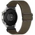 Elastic nylon woven watch band replacement compatible with smartwatches, adjustable metal buckle. - 20mm / Dark Olive Green