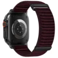 Alpine loop nylon watch band replacement strap compatible with smartwatches dark red - Plum (Black Buckle)