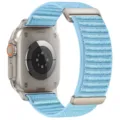 Blue nylon alpine loop watch band replacement compatible with smart watch strap. - Island Blue (Titanium Buckle)