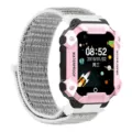 Beschermende smartwatch hoesje met grijze nylon loop band, robuust roze en zwart ontwerp. - Universeel Model / Schelpmateriaal