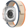 Vervangend nylon trail loop horlogebandje geschikt voor Samsung Galaxy Watch Ultra 2 - Samsung Ultra (Zilveren connector) / Oranje & beige