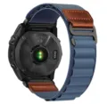 Bracelet de montre en nylon de rechange avec accent en cuir pour Garmin Tactix. - 20mm / Bleu clair