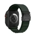 Cinturino in nylon verde stile alpino con fibbia paracadute compatibile Apple Watch Ultra. - 42/44/45/46/49mm / Verde Scuro (Fibbia Nera)