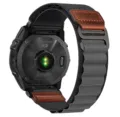 Bracelet de montre en nylon tactique avec détail en cuir, compatible Garmin Fenix et Tactix. - Gris foncé