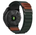 Bracelet de montre en nylon alpin avec détail en cuir, compatible pour montres tactiques. - Vert Foncé