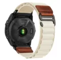 Bracelet de Montre Nylon Beige Boucle avec Details en Cuir pour Garmin Fenix 8 Tactix 7 - Lumière Stellaire