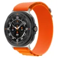 Smartwatch con cinturino in nylon arancione stile alpino per attività sportive all'aperto. - Connettore argento per Samsung Watch 8/8 Classic / Arancione
