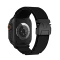 Correa de nailon negro con hebilla de paracord compatible con el diseño de smartwatch. - Negro (Hebilla Negra)