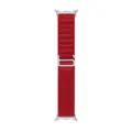 Dettaglio cinturino in nylon rosso stile alpino con fibbia in titanio e trama tessuta. - Connettore argento per Samsung Watch 8/8 Classic / Rosso