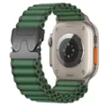 Green nylon alpine loop strap with metal buckle compatible with smart watch design - Green (Black Buckle)