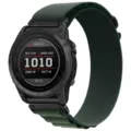 Detailed close-up view of the durable green nylon watch strap featuring secure metal fasteners. - 20mm / [New Color] Dark Green
