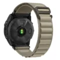Nylon lus horlogeband detail weergave, compatibel met Garmin sport smartwatch, duurzaam. - Olijfgroen