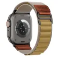 Alpine Loop nylon watch band with leather tag compatible with Apple Watch Ultra 49mm - Wheat (Black Buckle)