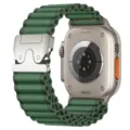 Green nylon watch band with metal parachute buckle for smart sports watch replacement strap - Green (Silver Clasp)