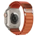 Replacement nylon alpine loop strap with leather accent for smartwatch, durable and stylish design. - Terracotta (Silver Buckle)