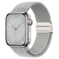Grey braided magnetic loop nylon watch strap replacement compatible with Apple Watch series. - 38/40/41/S10-42mm / Pearl White