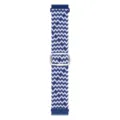 Cinturino per orologio in nylon intrecciato blu e bianco con fibbia in robusto metallo. - 20mm / Motivo a W blu e bianco