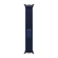 Blue nylon loop watch band compatible replacement strap with metal hardware connectors. - Samsung Watch 8/8 Classic (Silver Connector) / New Blue
