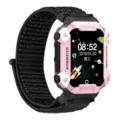 Nylon geweven horlogeband voor kinder smartwatch met roze beschermhoes, stijlvol model. - Universeel Model / Reflecterend Zwart