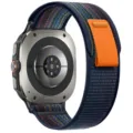 Compatibel met Samsung Galaxy Watch Ultra 47mm trail loop nylon vervangende horlogeband. - Samsung Ultra (Zilveren connector) / Sportief koningsblauw met oranje