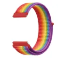 Kleurrijke geweven nylon horlogeband met regenboogstrepen en veilige rode metalen connectoren. - Officiële Regenboog