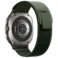 Groene nylon trail loop horlogeband en smartwatch kast variant voor 47mm outdoor. - Samsung Ultra (Zilveren connector) / Legergroen
