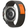 Compatibel met Samsung Galaxy Watch Ultra 2 nylon trail loop horlogeband, 47mm band. - Samsung Ultra (Zilveren connector) / Zwart en Grijs