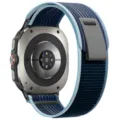 Blauwe nylon trail loop horlogeband voor 47mm smartwatch, duurzame geweven vervangende band. - Samsung Ultra (Zilveren connector) / Storm blauw