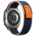 Trail Loop Nylon Horlogeband Compatibel met Samsung Galaxy Watch Ultra 47mm Sportband - Samsung Ultra (Zilveren connector) / Diep marineblauw