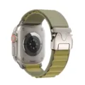 Correa de reloj de nylon para Apple Watch Ultra, correa verde tejida duradera con hebilla de metal. - Trigo (hebilla de titanio)