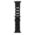 Schwarzes Silikon Uhrenarmband Ersatzband mit atmungsaktivem Kettendesign fuer Smartwatch. - Schwarz