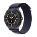 Cinturino per smartwatch in nylon alpino robusto compatibile con modelli di orologi Samsung. - Connettore argento per Samsung Watch 8/8 Classic / Blu Marino