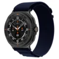 Cinturino per orologio in nylon alpino blu scuro per smartwatch, resistente e confortevole. - Connettore argento per Samsung Watch 8/8 Classic / Blu scuro