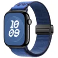 Blue nylon loop band with magnetic buckle compatible for smart watch replacement strap - 42/44/45/46/49mm / Ribbon Blue