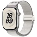 Replacement nylon loop strap with magnetic buckle for Apple Watch Series, comfortable and durable. - 42/44/45/46/49mm / Misty Grey