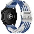 Cinturino per orologio in nylon intrecciato blu bianco con fibbia paracadute in metallo di ricambio - 20mm / Motivo Z Blu e Bianco