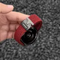 Cinturino per orologio in nylon intrecciato con fibbia paracadute rossa per vari smartwatch. - Nero e Rosso