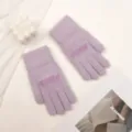 Winter Damen Vollfinger Strickhandschuhe, lila warme Wolle Touchscreen Handschuhe für Damen. - Lila