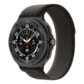 Nylon loop watch band replacement compatible with Samsung Galaxy Watch 8 classic smartwatch. - Black and Gray