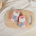 Süße Kinder Strick Halbfinger Handschuhe Cartoon Tier Winter warme Konverter Fäustlinge - 4-10 Jahre / Rosa