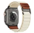 Replacement Alpine Loop Nylon Band with Leather Accent for Smart Watch Ultra 49mm. - 42/44/45/46/49MM / Starlight (Black Buckle)