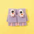 Gants tricotés chauds d'hiver pour enfants avec joli design d'astronaute en peluche, violet - 4-10 Ans / Astronaute Violet