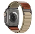 Nylon loop watch band with leather tag and metal buckle, compatible with smartwatches, khaki. - Olive (Black Buckle)