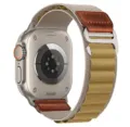 Nylon alpine loop watch strap with leather patch for smart watch accessory stylish design - Wheat (Silver Buckle)