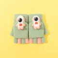 Gants d'hiver épais convertibles pour enfants gants en peluche chauds mignon design d'astronaute - 4-10 Ans / Astronaute Vert