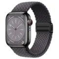Nylon magnetic loop strap for Apple Watch, adjustable braided band, dark grey, stylish. - 38/40/41/S10-42mm / Space Gray