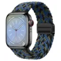 Braided solo loop nylon strap with magnetic buckle for Apple Watch, blue green color variant. - 38/40/41/S10-42mm / Blue Camouflage