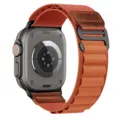 Orange alpine nylon loop watch band with leather patch for apple watch ultra smartwatch. - Terracotta (Black Buckle)